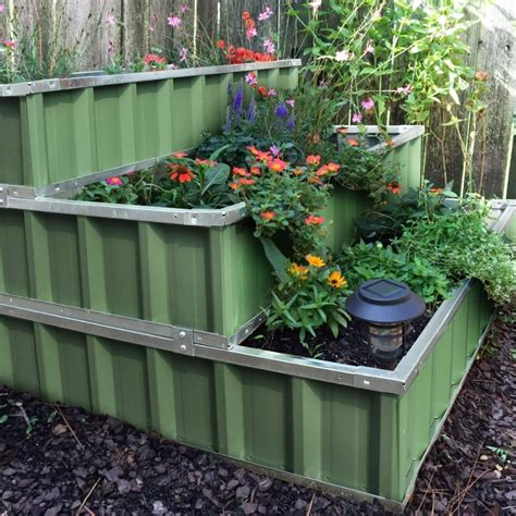 sheet metal planter boxes|galvanized steel raised bed planter.